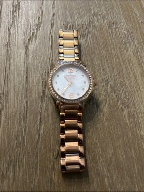 Coach Tristen Rose Gold Plated Crystal Mother of Pearl Dial Watch